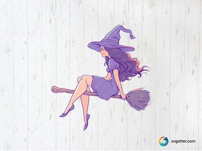 Flying Witch Illustration, Best for Halloween enthusiasts, best on t-shirts, best to be applied with sublimation