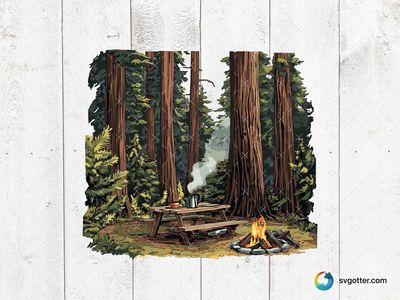 Forest Camping Scene, Best for campers, best on wall art, best to be applied with print and cut
