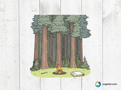 Forest Camping Scene, Best for campers, best on wall art, best to be applied with print and cut
