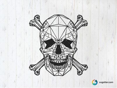 Geometric Skull and Crossbones, Best for artists, best on t-shirt, best to be applied with screen printing