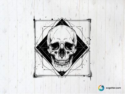 Geometric Skull Design, Best for horror enthusiasts, best on t-shirt, best to be applied with screen printing