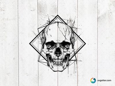 Geometric Skull Illustration, Best for artists, best on wall art, best to be applied with engraving