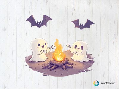 Ghosts Camping by the Fire, Best for holiday enthusiast, best on t-shirt, best to be applied with sublimation