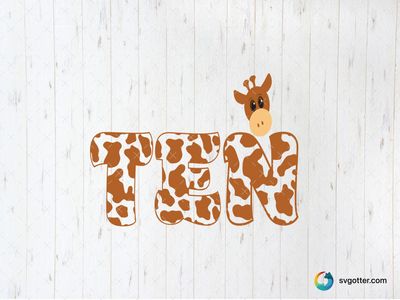Giraffe Themed Tenth Birthday, Best for child, best on t-shirt, best to be applied with heat transfer vinyl