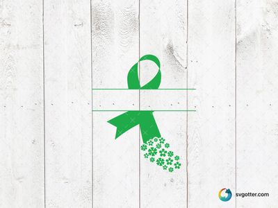 Green Awareness Ribbon with Flowers, Best for activists, best on t-shirt, best to be applied with heat transfer vinyl