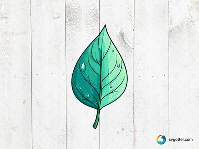 Green Leaf with Water Droplets, Best for nature enthusiasts, best on wall art, best to be applied with print and cut