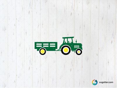 Green Tractor with Trailer, Best for farmers, best on t-shirt, best to be applied with screen printing