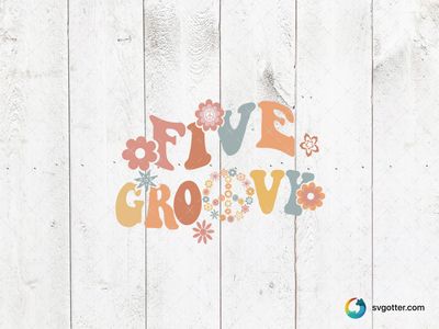Groovy Five Birthday Design, Best for child, best on t-shirt, best to be applied with heat transfer vinyl