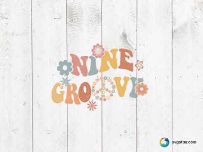 Groovy Nine Birthday Design, Best for child, best on t-shirt, best to be applied with heat transfer vinyl