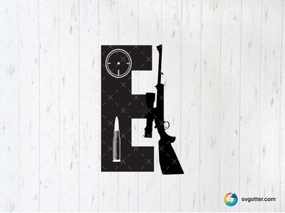Gun and Ammunition Silhouette, Best for hunter, best on t-shirt, best to be applied with screen printing