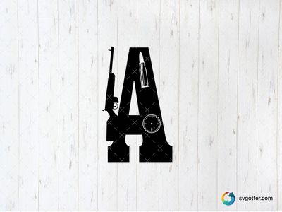 Gun and Letter A Design, Best for gun enthusiasts, best on t-shirt, best to be applied with screen printing