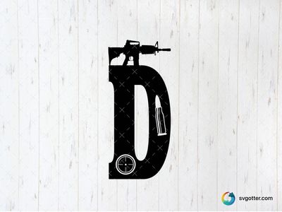Gun and Letter D Design, Best for gun enthusiasts, best on t-shirt, best to be applied with screen printing
