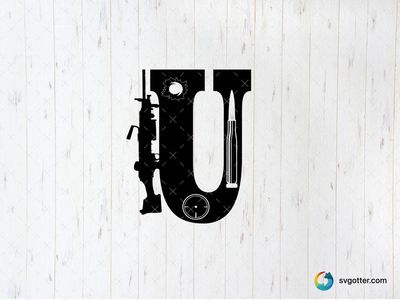 Gun and Letter U Design, Best for gun enthusiasts, best on t-shirt, best to be applied with screen printing