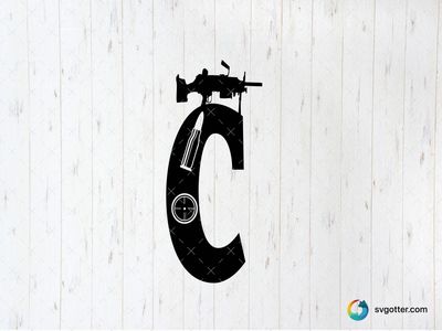 Gun Silhouette with Letter C, Best for gun enthusiasts, best on t-shirt, best to be applied with screen printing