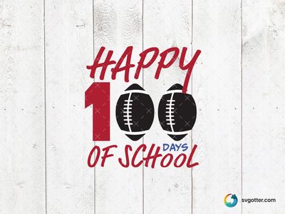 Happy 100 Days of School Football, Best for students, best on t-shirt, best to be applied with heat transfer vinyl