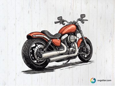 Harley Davidson Motorcycle Illustration, Best for motorcycle enthusiasts, best on wall art, best to be applied with print and cut