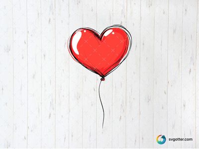 Heart Balloon Illustration, Best for romantic occasions, best on greeting cards, best to be applied with print and cut