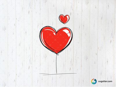 Heart Balloon Illustration, Best for romantic, best on t-shirt, best to be applied with sublimation