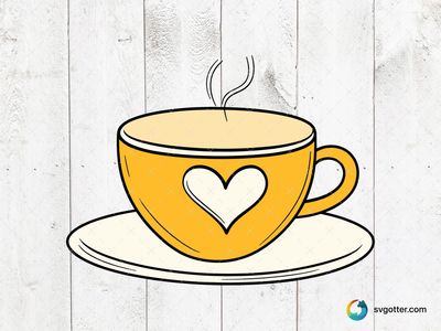Heart Coffee Cup, Best for coffee lovers, best on mugs, best to be applied with sublimation