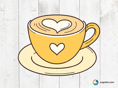 Heart Latte Art Coffee Cup, Best for coffee lovers, best on mug, best to be applied with sublimation
