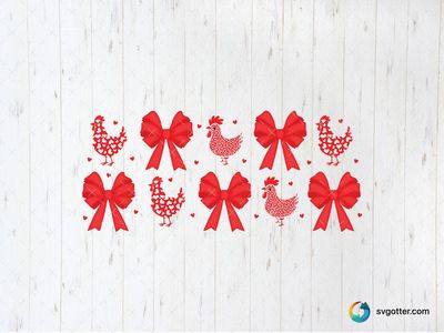 Heart Pattern Chicken and Bow Design, Best for pet lover, best on glass, best to be applied with sublimation