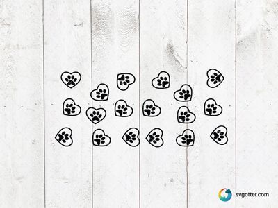 Heart Paw Prints Pattern, Best for pet lovers, best on tote bags, best to be applied with screen printing