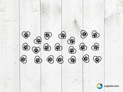 Heart Paw Prints Pattern, Best for pet lovers, best on tote bags, best to be applied with screen printing