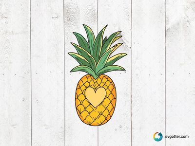 Heart Pineapple Illustration, Best for fruit lovers, best on t-shirt, best to be applied with sublimation