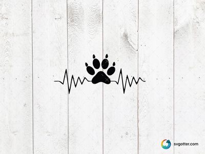 Heartbeat Paw Print, Best for pet lovers, best on t-shirt, best to be applied with heat transfer vinyl