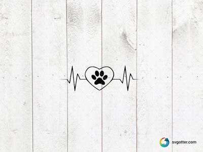 Heartbeat Paw Print, Best for pet lovers, best on t-shirt, best to be applied with heat transfer vinyl