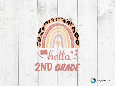 Hello 2nd Grade Rainbow Design, Best for students, best on t-shirt, best to be applied with heat transfer vinyl