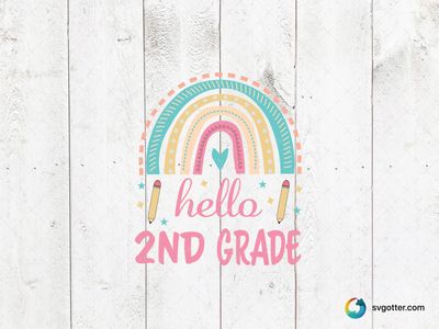 Hello 2nd Grade Rainbow Design, Best for students, best on t-shirt, best to be applied with heat transfer vinyl