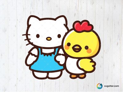 Hello Kitty and Chicken Friends, Best for children, best on t-shirt, best to be applied with sublimation