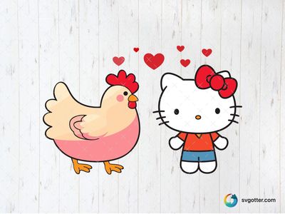 Hello Kitty and Chicken Friendship, Best for children, best on t-shirt, best to be applied with sublimation