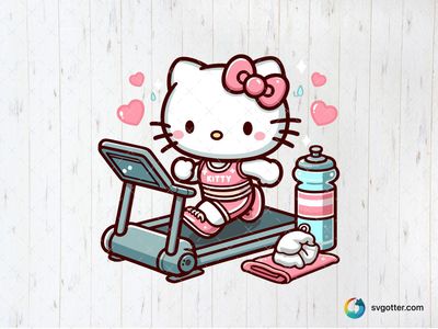 Hello Kitty Fitness Fun, Best for Hello Kitty fans, best on t-shirt, best to be applied with sublimation