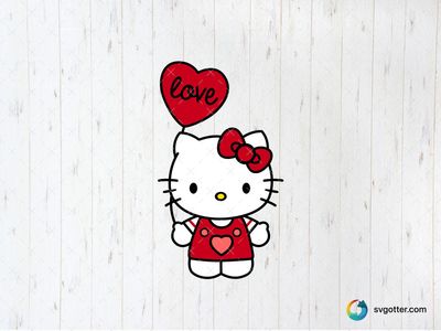 Hello Kitty with Heart Balloon, Best for children, best on t-shirt, best to be applied with sublimation