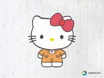 Hello Kitty in Orange Outfit, Best for children, best on t-shirt, best to be applied with sublimation