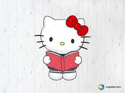 Hello Kitty Reading, Best for children, best on t-shirt, best to be applied with sublimation