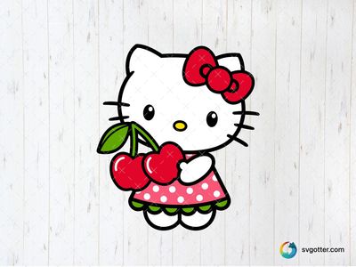 Hello Kitty with Cherries, Best for children, best on t-shirt, best to be applied with sublimation
