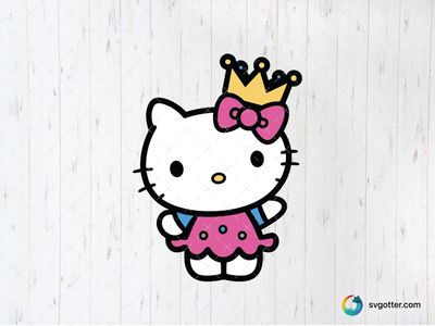 Hello Kitty with Crown, Best for child, best on t-shirt, best to be applied with sublimation