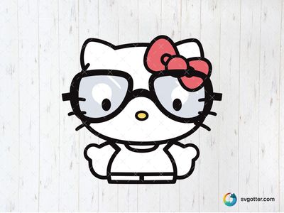 Hello Kitty with Glasses, Best for children, best on t-shirt, best to be applied with sublimation