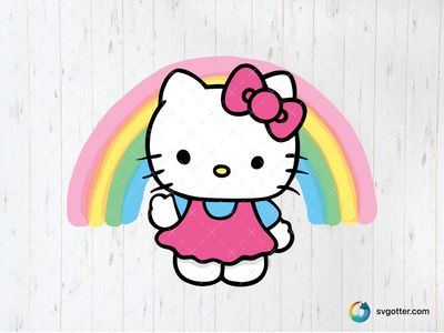 Hello Kitty with Rainbow, Best for children, best on t-shirt, best to be applied with sublimation
