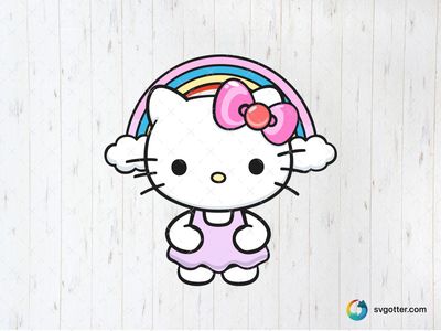 Hello Kitty with Rainbow, Best for children, best on t-shirts, best to be applied with sublimation