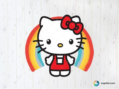 Hello Kitty with Rainbow, Best for children, best on t-shirt, best to be applied with sublimation