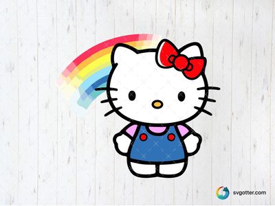 Hello Kitty with Rainbow, Best for children, best on t-shirt, best to be applied with sublimation