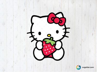 Hello Kitty with Strawberry, Best for children, best on t-shirt, best to be applied with sublimation