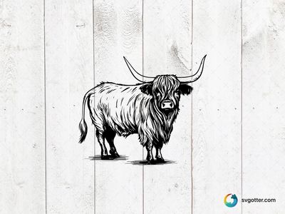 Highland Cow Illustration, Best for animal lovers, best on wall art, best to be applied with screen printing