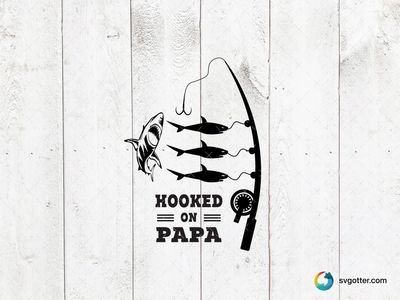 Hooked on Papa Fishing Design, Best for dad, best on t-shirt, best to be applied with heat transfer vinyl