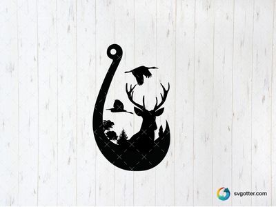 Hunting Silhouette with Deer and Birds, Best for hunters, best on t-shirt, best to be applied with screen printing