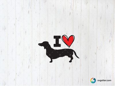 I Love Dachshund Silhouette, Best for dog lovers, best on t-shirt, best to be applied with heat transfer vinyl